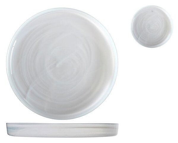 Set 6 piatti Alabastro in vetro bianco cm 28x3h