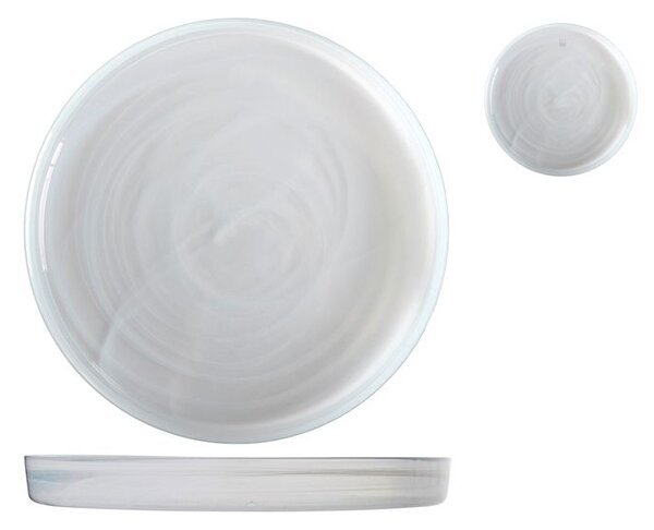 Set 6 piatti Alabastro in vetro bianco cm 33x4h