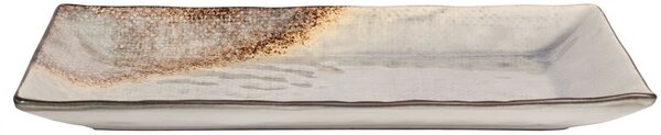 Piatto rettangolare Crackle in stoneware bicolore cm 32x17