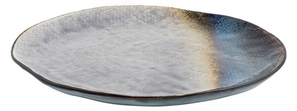 Piatto piano Crackle in stoneware bicolore 27 cm
