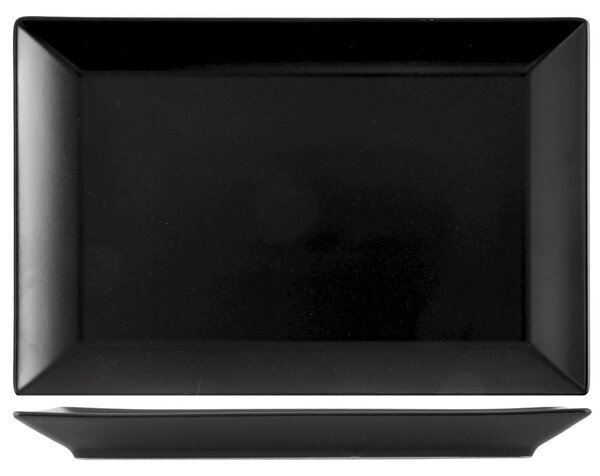 Confezione 6 piatti rettangolari Osaka in stoneware nero cm 34x22