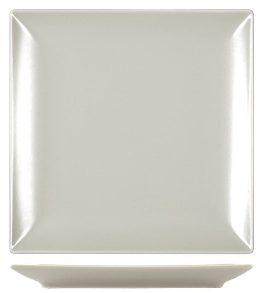 Confezione 6 piatti piani quadrati Boston in stoneware tortora cm 24x24