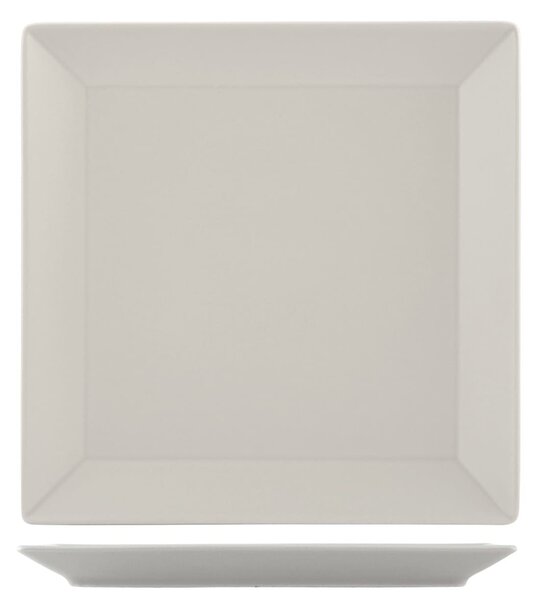 Confezione 6 piatti piani quadrati Osaka in stoneware tortora cm 24x24