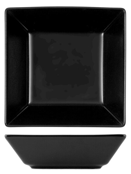 Confezione 6 piatti fondi quadrati Boston Osaka in stoneware nero cm 17x17
