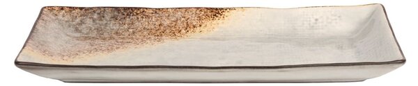 Piatto rettangolare Crackle in stoneware bicolore cm 25x12