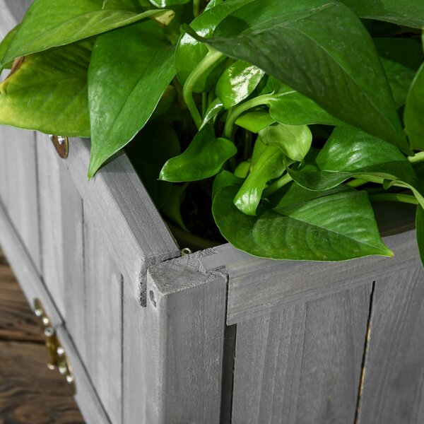 Outsunny Fioriera in Legno Pieghevole Fioriera Rialzata per Coltivazioni Verdure Fiori Patio Balcone Terrazza 70x30x25 cm Grigio | Aosom Italy