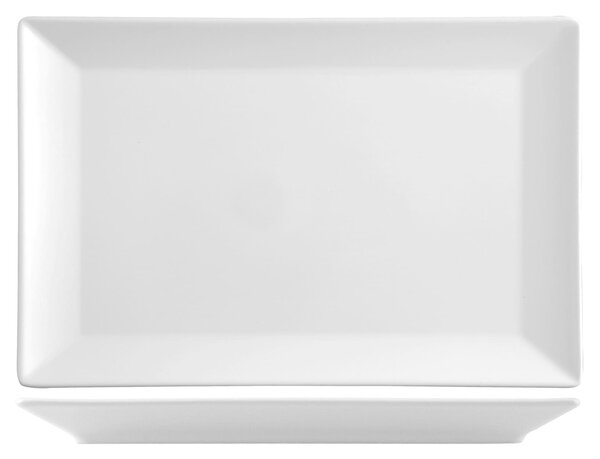 Confezione 6 piatti rettangolari Osaka in stoneware bianco cm 30x20