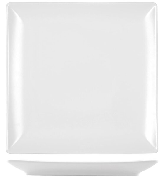 Confezione 6 piatti piani quadrati Osaka in stoneware bianco cm 26x26