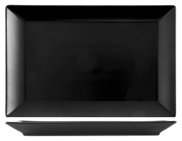 Confezione 6 piatti rettangolari Osaka in stoneware nero cm 30x20