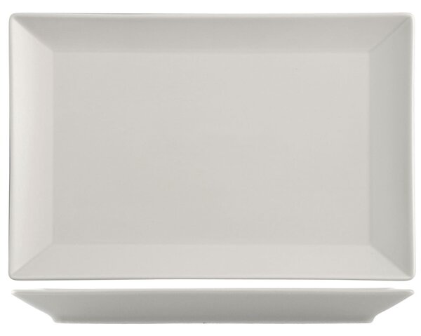 Confezione 6 piatti rettangolari Osaka in stoneware tortora cm 34x22
