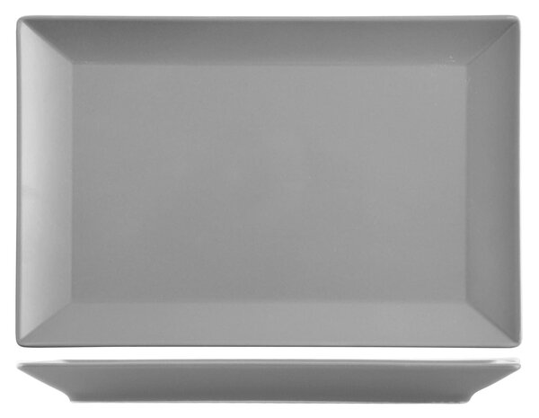 Confezione 6 piatti rettangolari Osaka in stoneware grigio cm 30x20