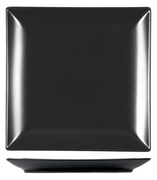 Confezione 6 piatti pane quadrati Osaka in stoneware nero cm 16x16