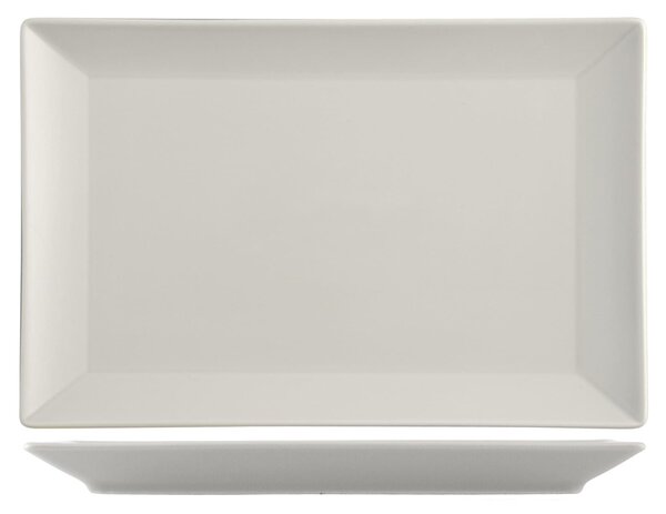 Confezione 6 piatti rettangolari Osaka in stoneware tortora cm 30x20