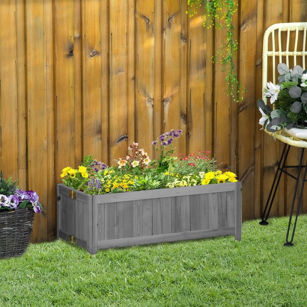 Fioriera Pieghevole Rialzata per Coltivazioni 70x30x25 cm in Legno Grigio