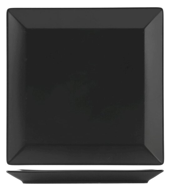 Confezione 6 piatti piani quadrati Osaka in stoneware nero cm 24x24