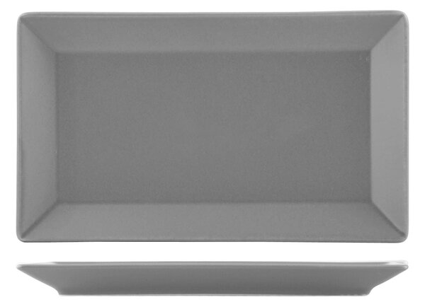 Confezione 6 piatti rettangolari Osaka in stoneware grigio cm 25x15