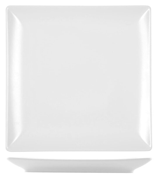 Confezione 6 piatti piani quadrati Boston in stoneware bianco cm 24x24