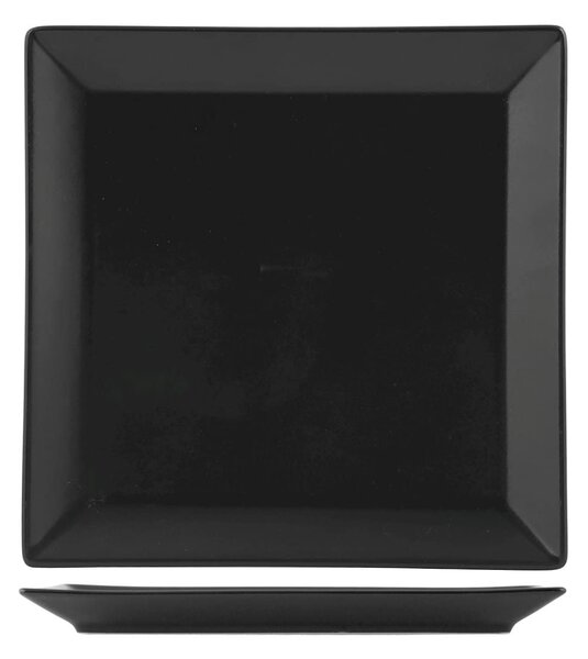 Confezione 6 piatti frutta quadrati Osaka in stoneware nero cm 18x18