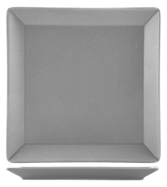 Confezione 6 piatti frutta quadrati Osaka in stoneware grigio cm 18x18