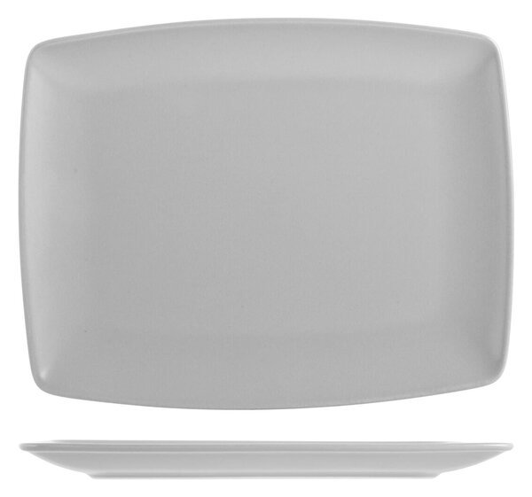 Confezione 6 piatti rettangolari Boston in stoneware grigio cm 31x25