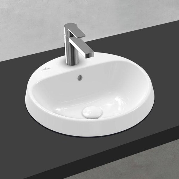 Lavabo da incasso V&B Architectura d 45 cm, rotondo, 1 rubinetto, con bordo superiore, bianco C-plus