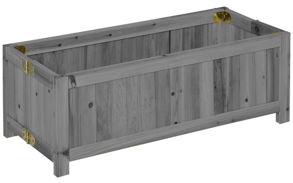 Fioriera Pieghevole Rialzata per Coltivazioni 70x30x25 cm in Legno Grigio