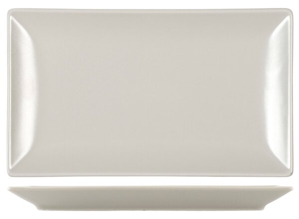 Confezione 6 piatti rettangolari Boston in stoneware tortora cm 25x15