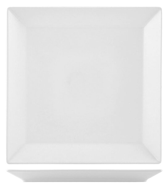 Confezione 6 piatti piani quadrati Osaka in stoneware bianco cm 24x24