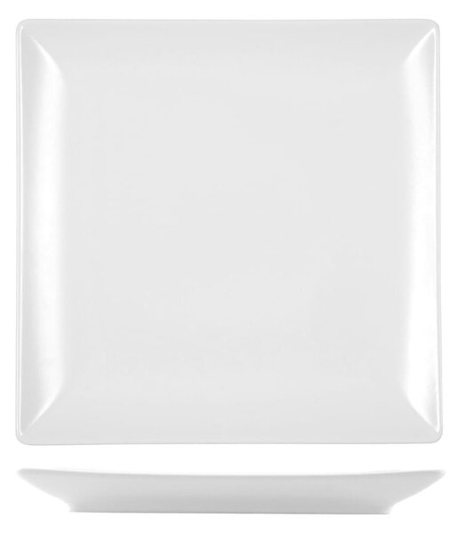 Confezione 6 piatti frutta quadrati Boston in stoneware bianco cm 18x18