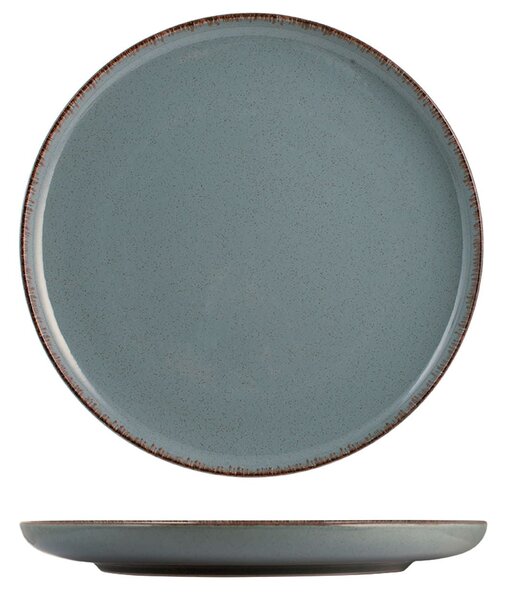 Set 6 piatti piani Pearl in porcellana colore azzurro cm 27