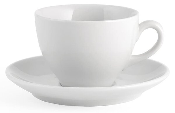 Set 6 tazze tè Pearl con piatto in porcellana bianca cc 200