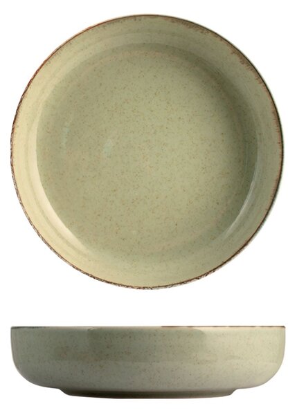 Set 6 piatti fondi Pearl in porcellana colore verde cm 19