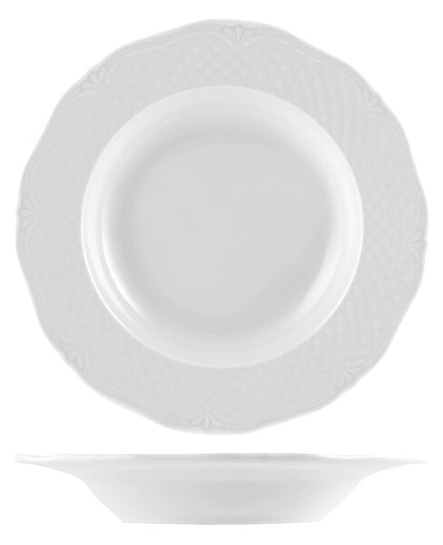 Piatto fondo Arianna in porcellana bianca cm 22,5