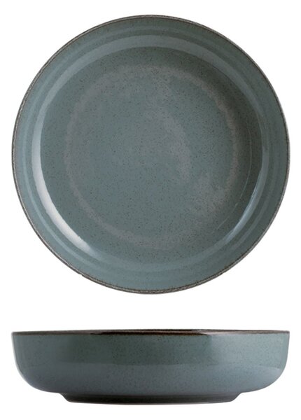 Set 6 piatti fondi Pearl in porcellana colore azzurro cm 19
