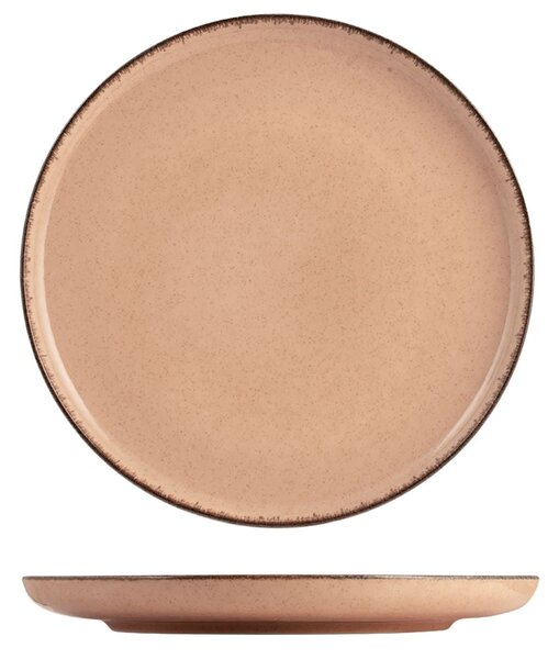 Set 6 piatti piani Pearl in porcellana colore salmone cm 27
