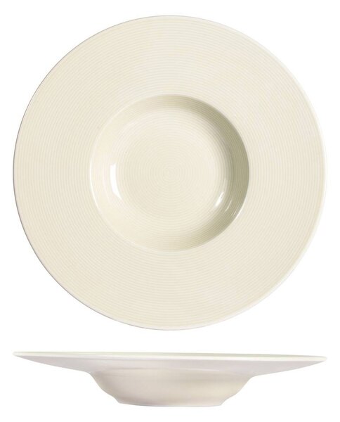 Confezione 6 piatti pasta Charme in porcellana colore avorio cm 27