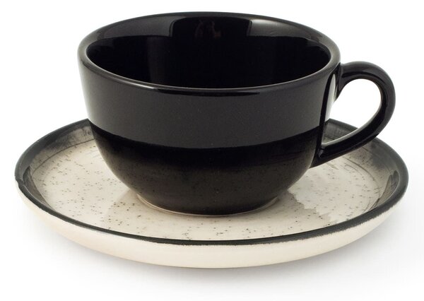 Set 2 tazze tè Marte in stoneware avorio nero cc 200