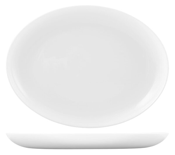 Confezione 6 piatti ovali Premiere in vetro opale bianco cm 33x24