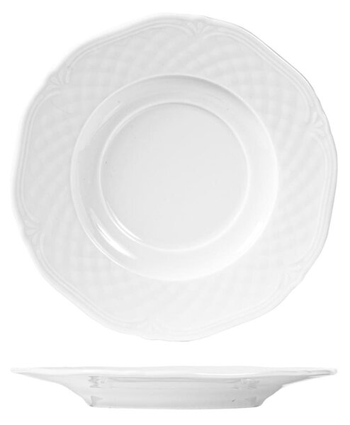 Piattino per tazza da brodo Afrodite in porcellana bianca