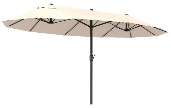 Outsunny Ombrellone Parasole da Giardino Esterno Tessuto Poliestere 4.6 x 2.4m Beige|Aosom