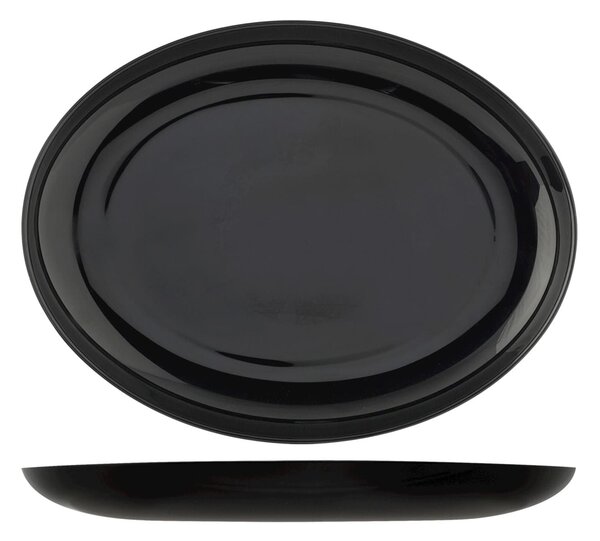 Confezione 6 piatti ovali Premiere in vetro opale nero cm 33x24