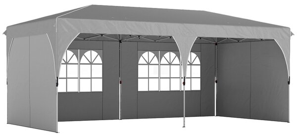 Outsunny Gazebo Pieghevole 3x6 m con Pareti e Altezza Regolabile, Protezione UV 50+, Grigio Chiaro | Aosom Italy