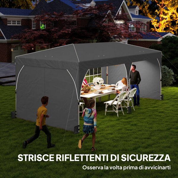Outsunny Gazebo Pieghevole 3x6 m con Pareti e Altezza Regolabile, Protezione UV 50+, Grigio Chiaro | Aosom Italy