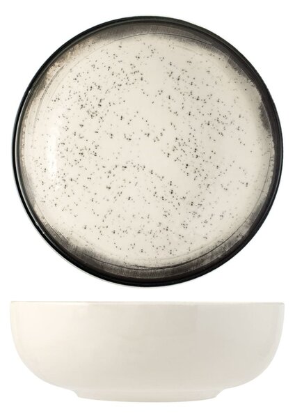 Coppetta Marte in stoneware avorio nero cm 17