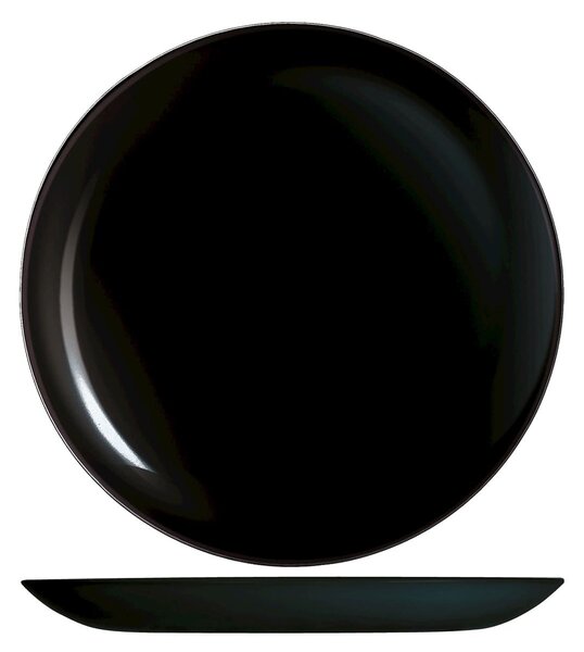 Confezione 6 piatti piani Premiere in vetro opale nero cm 27