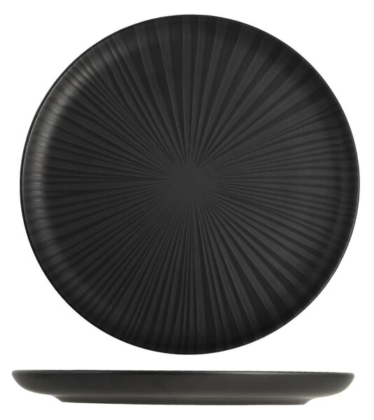 Piatto piano Venere in stoneware nero opaco cm 26