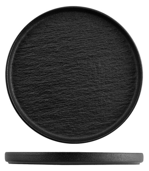 Set 6 piatti Skin in porcellana nera decorata a rilievo cm 15