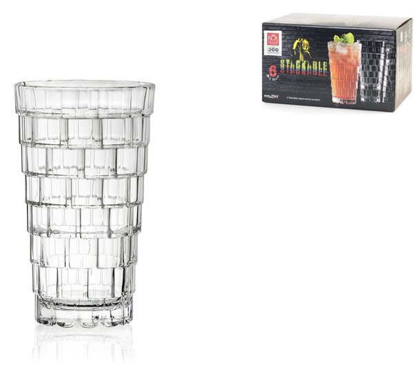 Confezione 6 bicchieri HB impilabili Stack in vetro sonoro cl 39