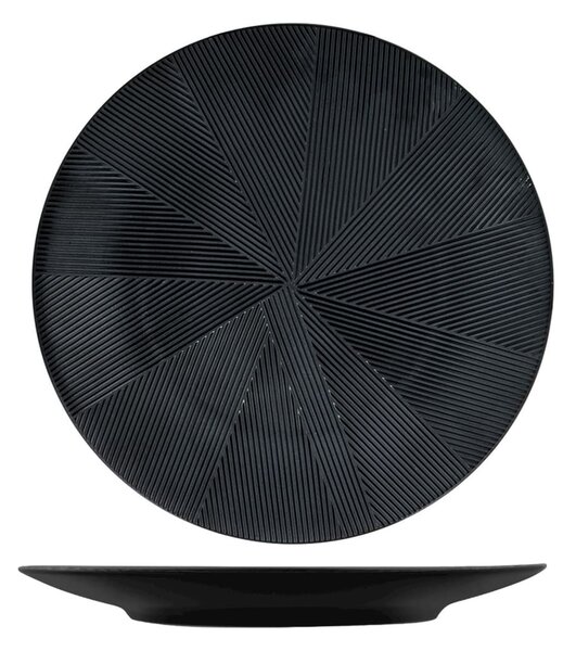 Set 6 piatti piani Comb in stoneware nero cm 27