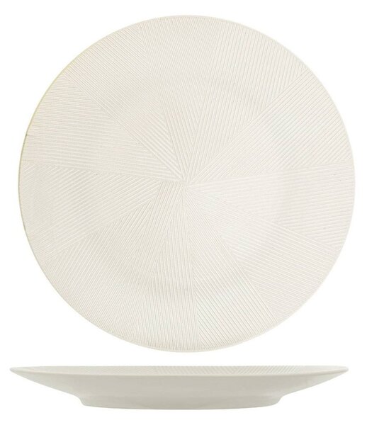 Set 6 piatti piani Comb in stoneware bianco cm 27